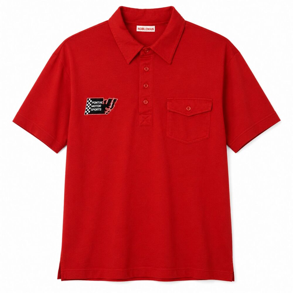 Vintage Nobleman 70's Pontiac Motor Sports Racing Shirt Men Red Polo Top Large